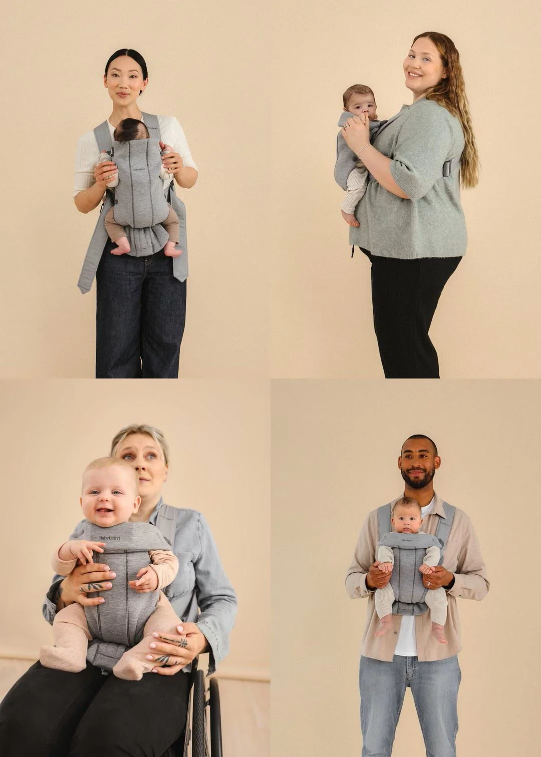 Marsupiu anatomic BabyBjorn Mini Dark Green cu pozitii multiple de purtare, Woven foto