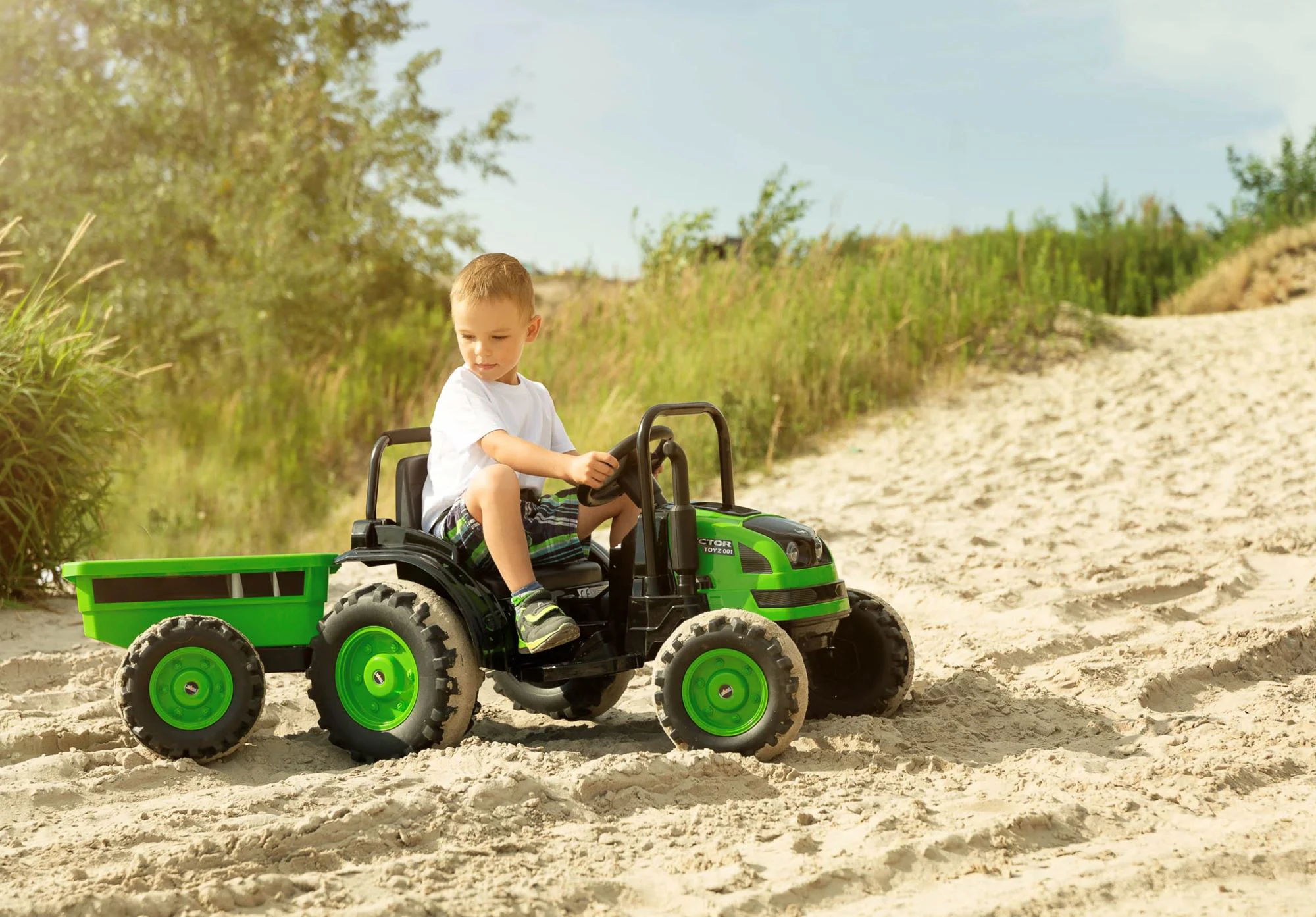Tractor cu acumulator Caretero Hector Albastru foto