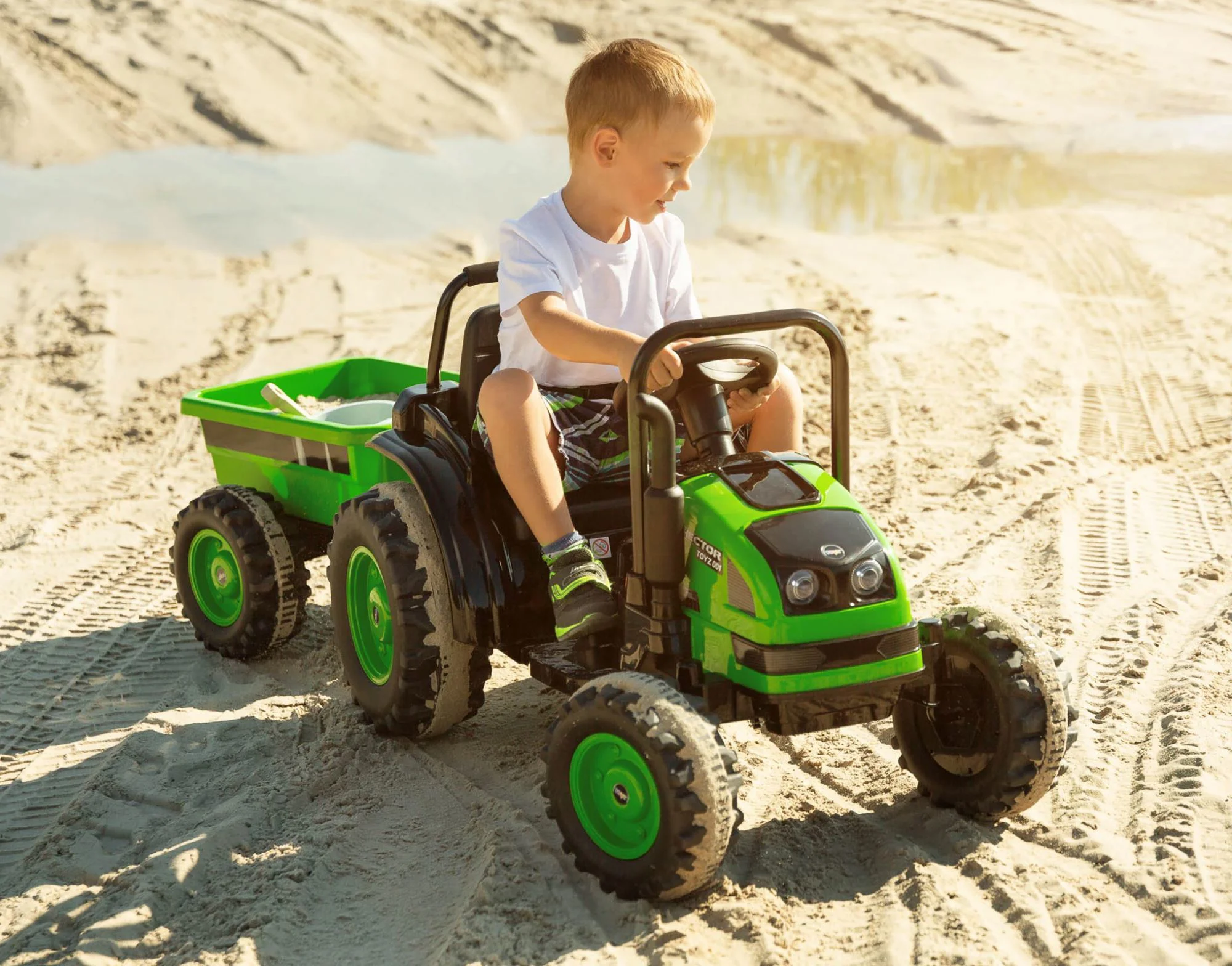 Tractor cu acumulator Caretero Hector Albastru foto