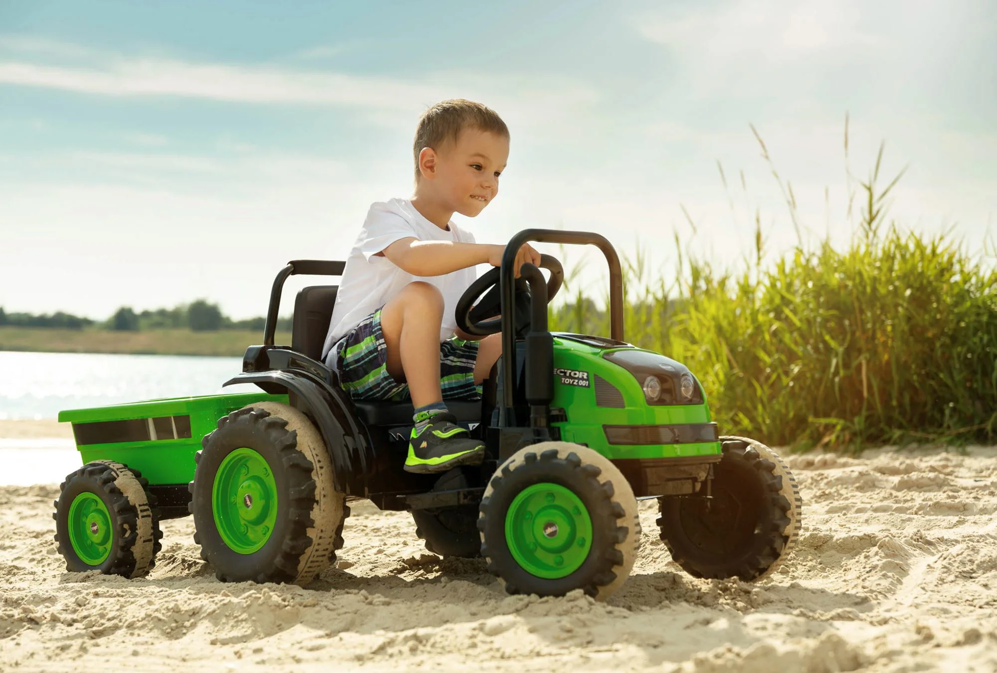 Tractor cu acumulator Caretero Hector Albastru foto