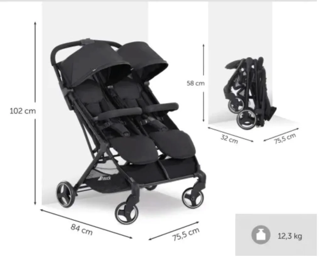 Carucior de plimbare pentru gemeni Hauck Swift X Duo Negru foto