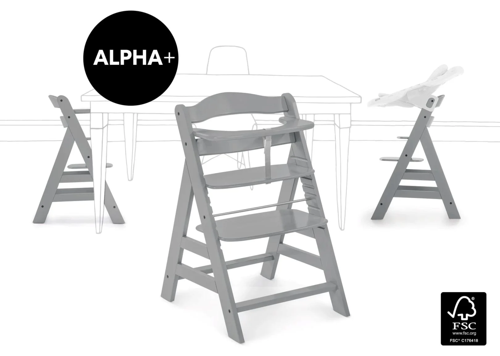 Scaun de masa Hauck Alpha+B Gri foto