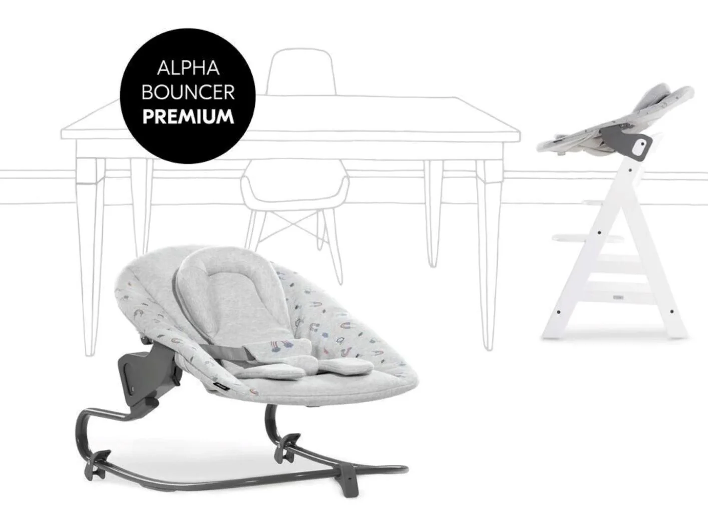 Balanosoar 2 in 1 Hauck Alpha Bouncer Premium Rainbow foto