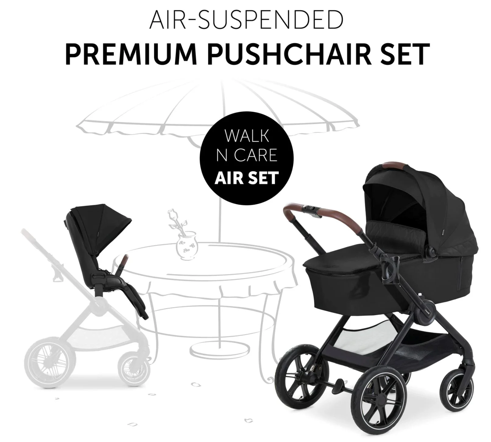 Коляска 2 в 1 Hauck Walk N Care Air Set Черный foto