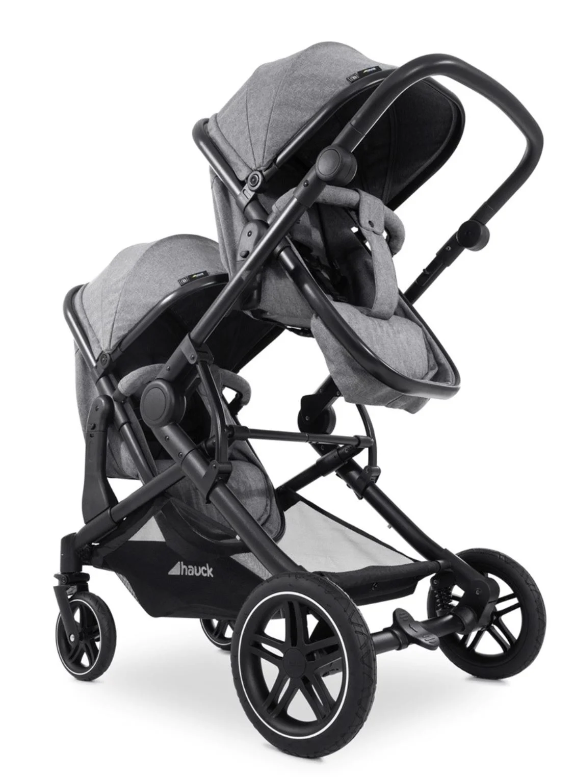 Carucior 2 in 1 pentru gemeni Hauck Atlantic Twin Melange Gri foto