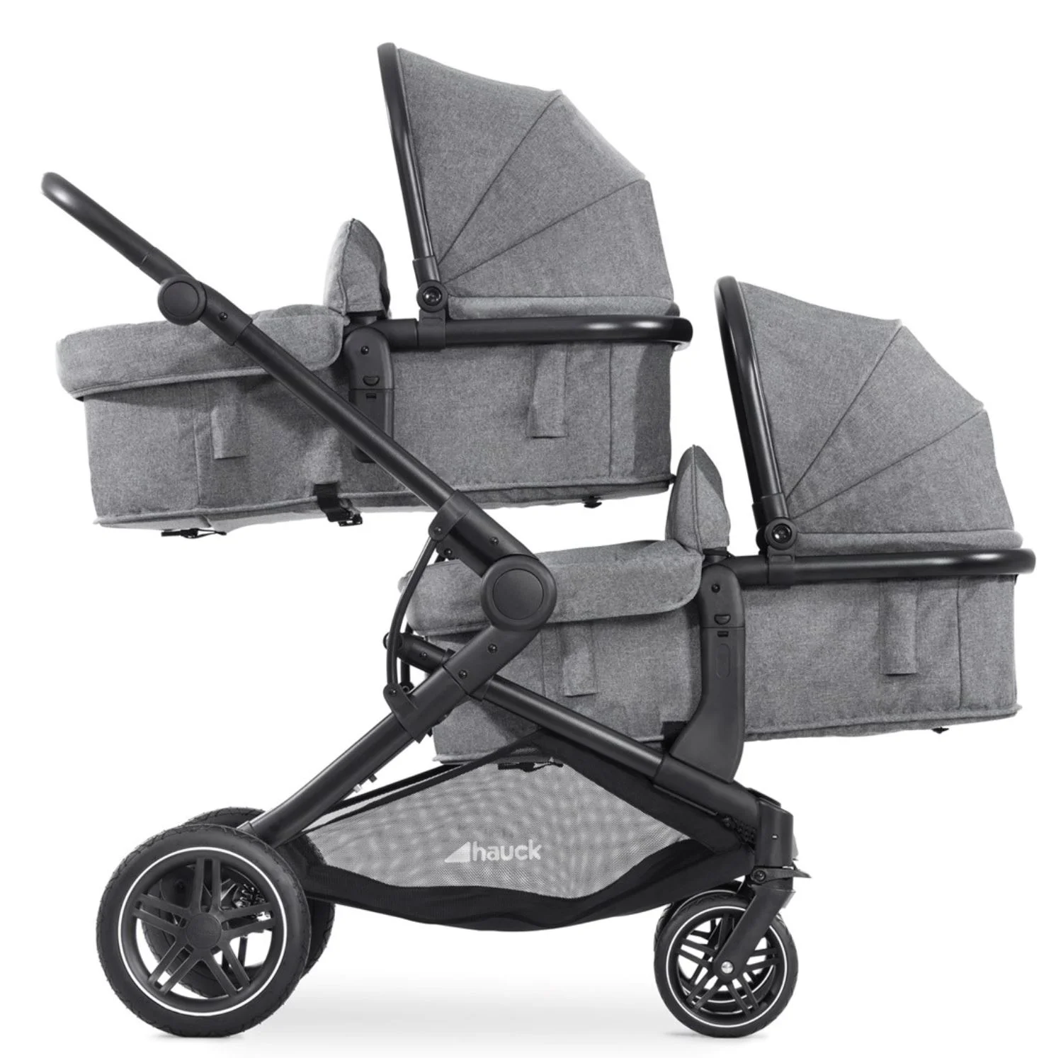 Carucior 2 in 1 pentru gemeni Hauck Atlantic Twin Melange Gri foto