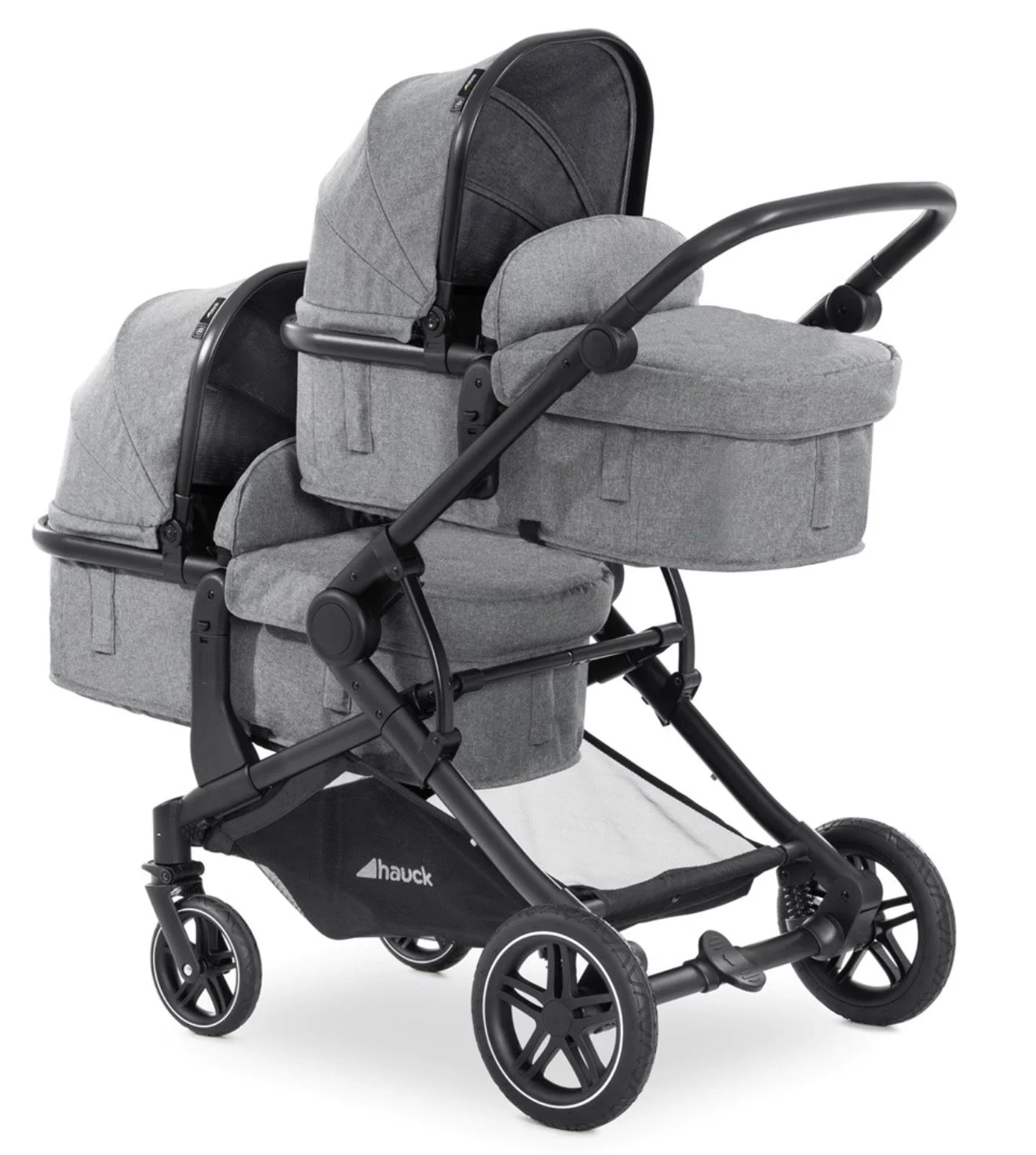 Carucior 2 in 1 pentru gemeni Hauck Atlantic Twin Melange Gri foto