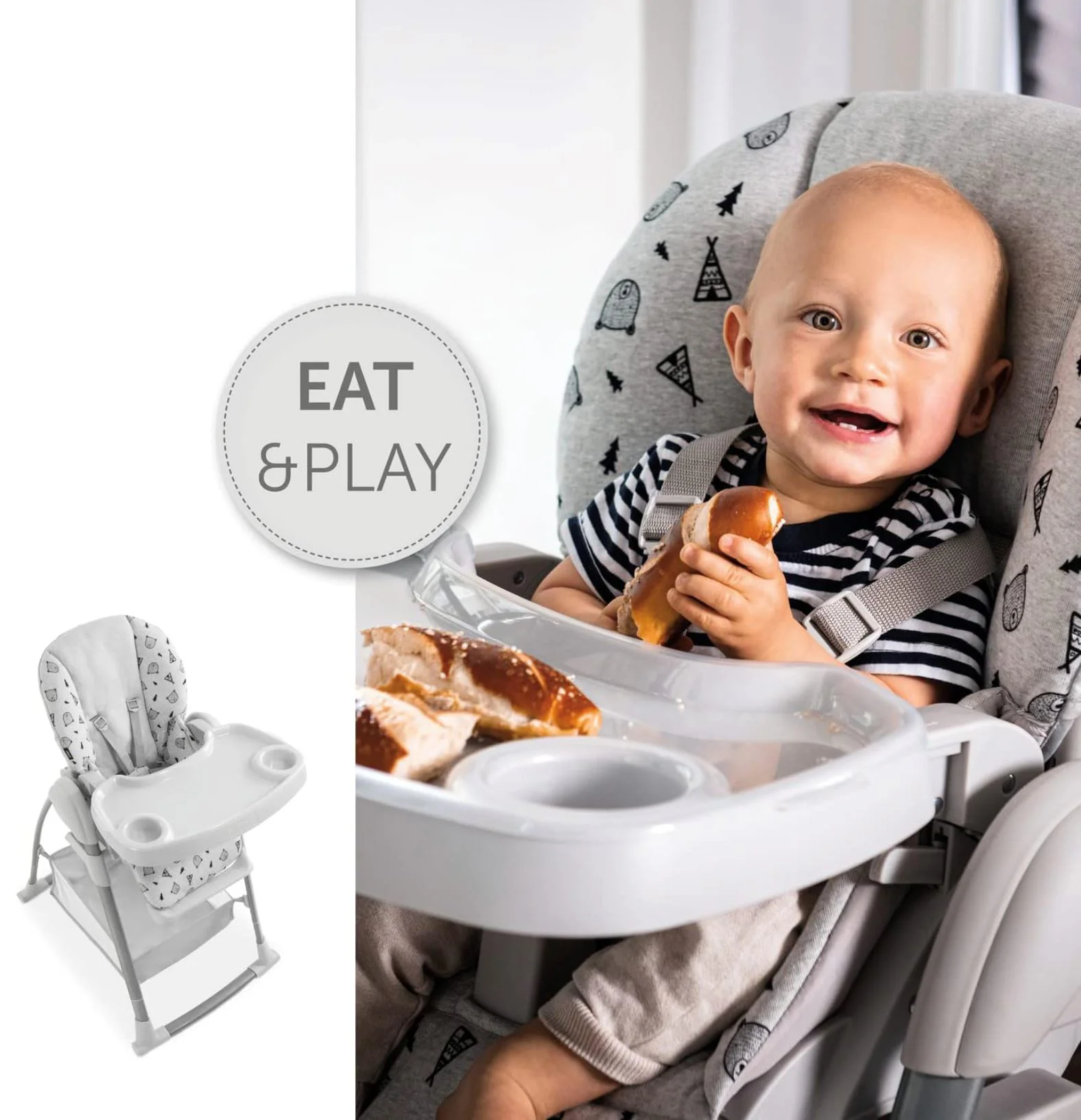 Scaun de masa 3 in 1 Hauck Sit N Relax Nordic Gri foto