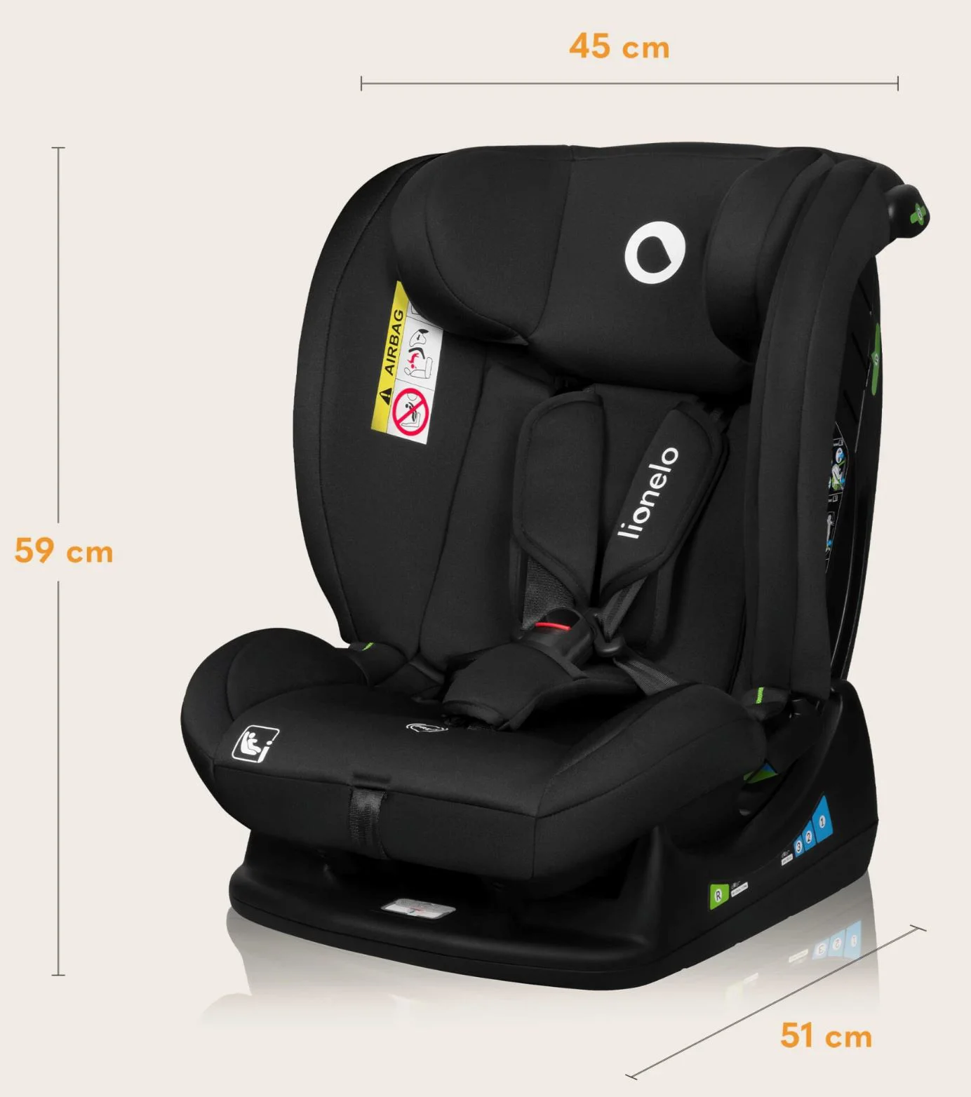 Автокресло Lionelo Izzy, 0-36 кг, Черный foto