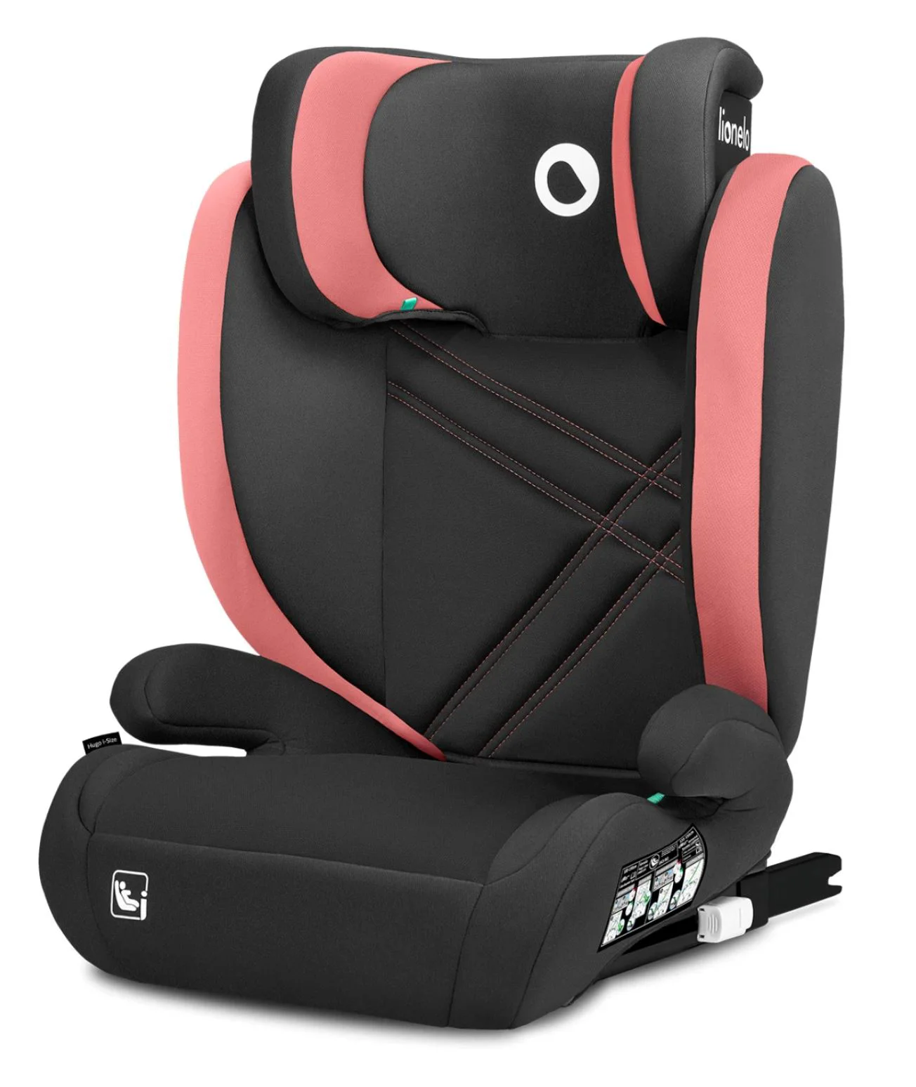 Автокресло Lionelo Isofix Hugo Черно/Розовое foto