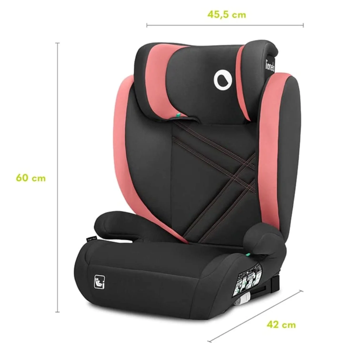 Автокресло Lionelo Isofix Hugo Черно/Розовое foto