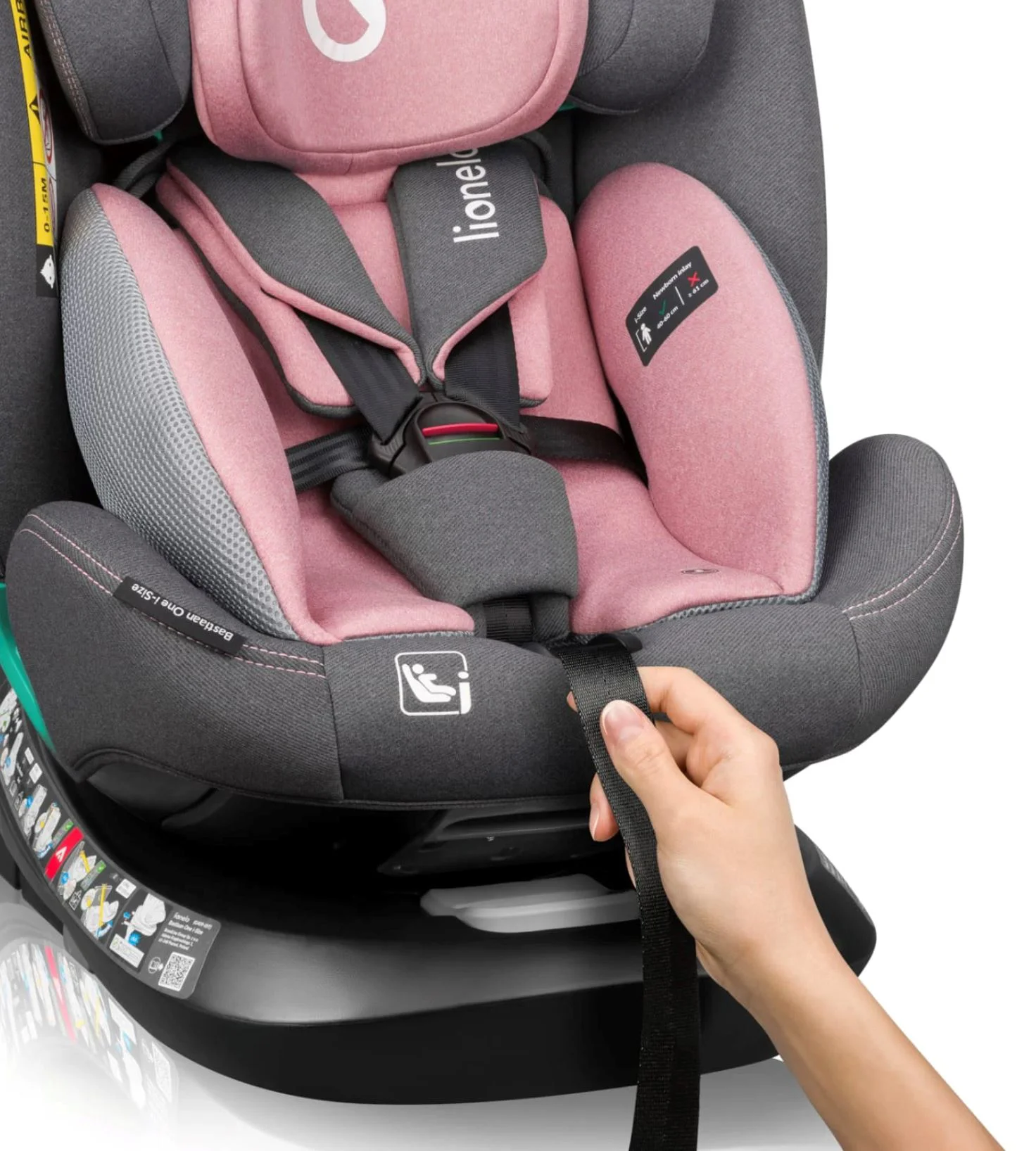 Автокресло Lionelo Isofix Bastiaan One, 0-36 кг, Розовое foto