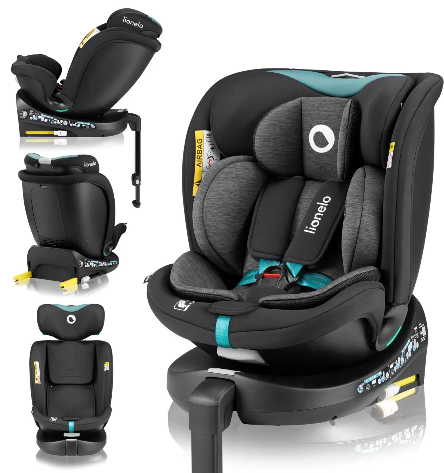 Автокресло Lionelo Isofix Navy, вращающееся 360, 0‑36 кг Черное foto
