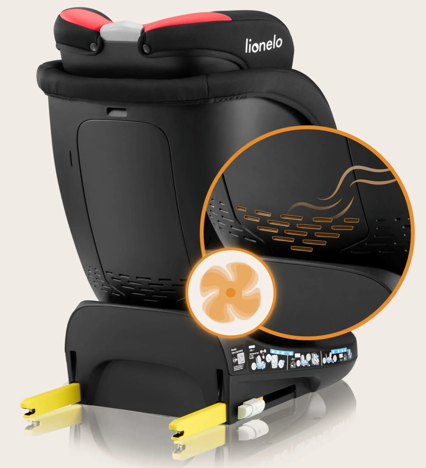 Scaun auto Lionelo Isofix Navy, rotativ 360, 0-36 kg Rosu foto