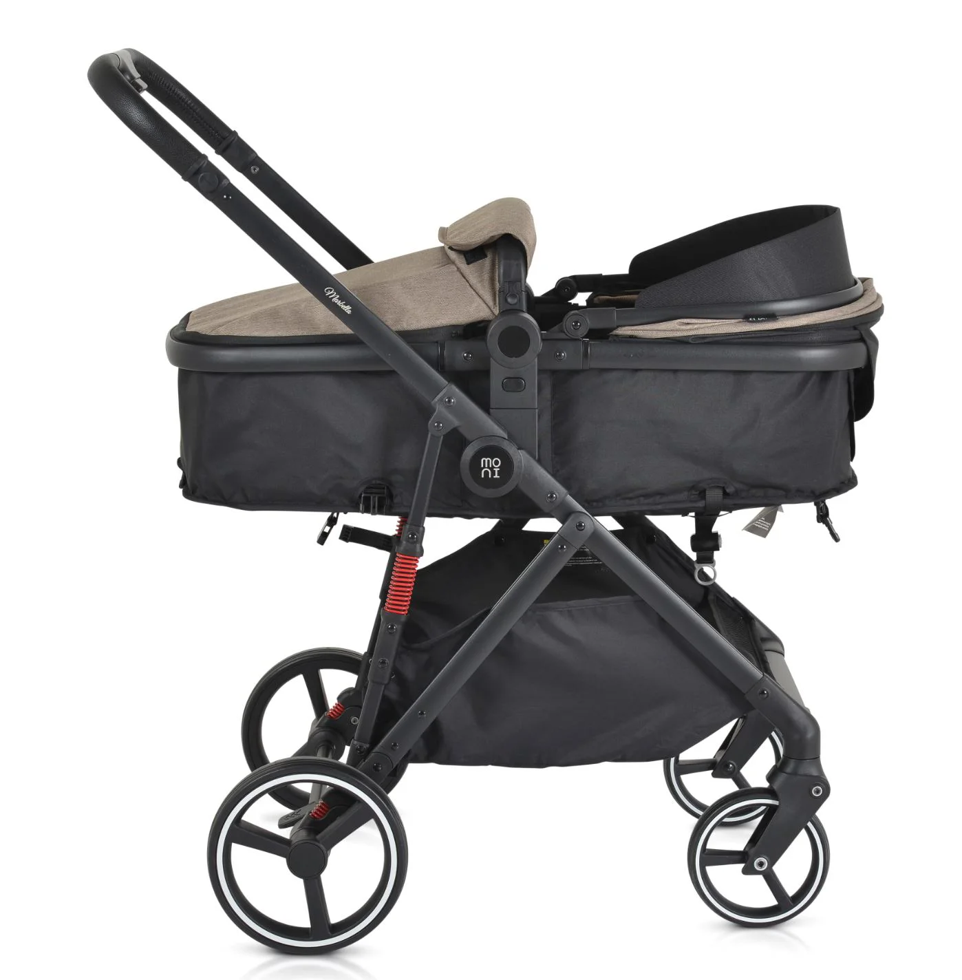 Carucior transformabil 3 in 1 Moni Marbella Nougat cu scoica foto