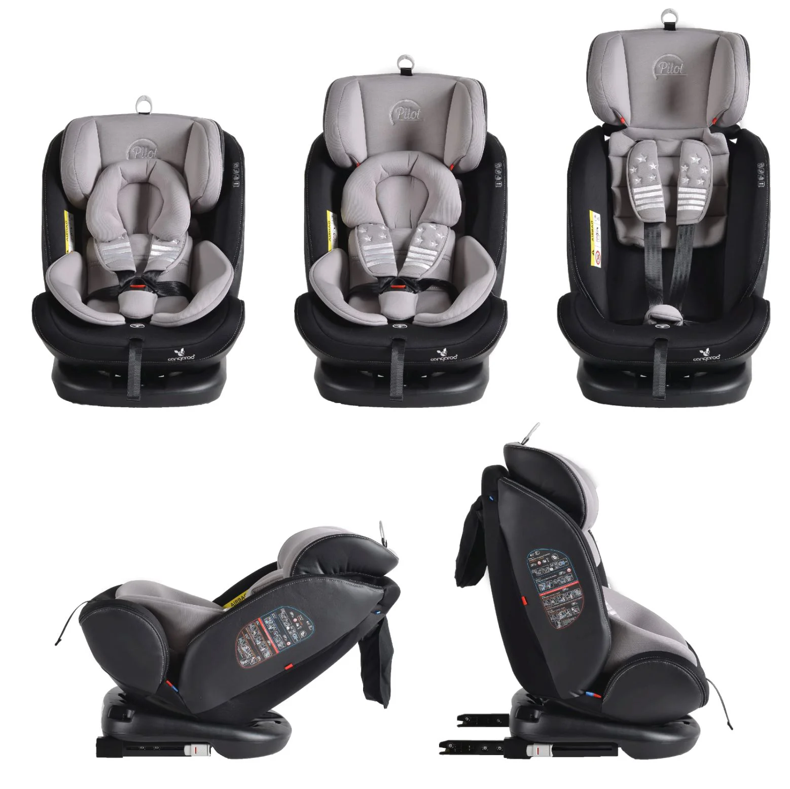 Scaun auto Moni Isofix Pilo, 0-36 kg Gri foto