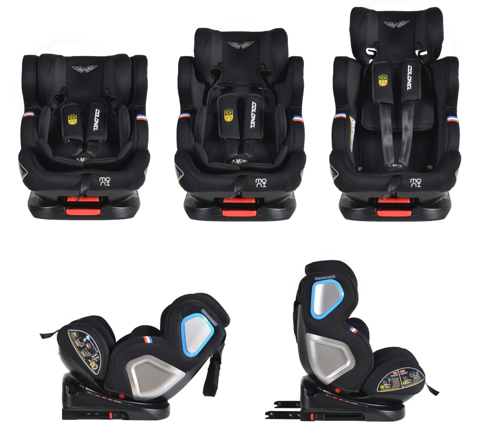 Scaun auto Moni Isofix Colonel, 0-36 kg, Negru foto