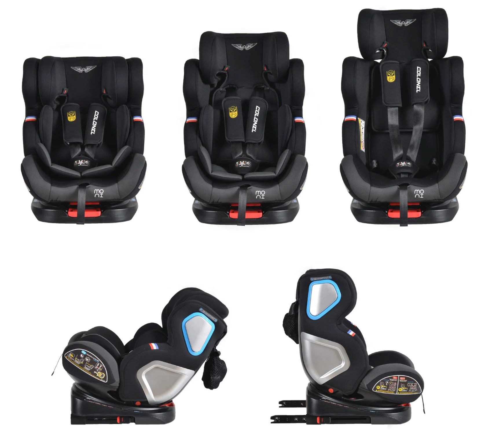 Автокресло Moni Isofix Colonel, 0-36 кг, Серый foto