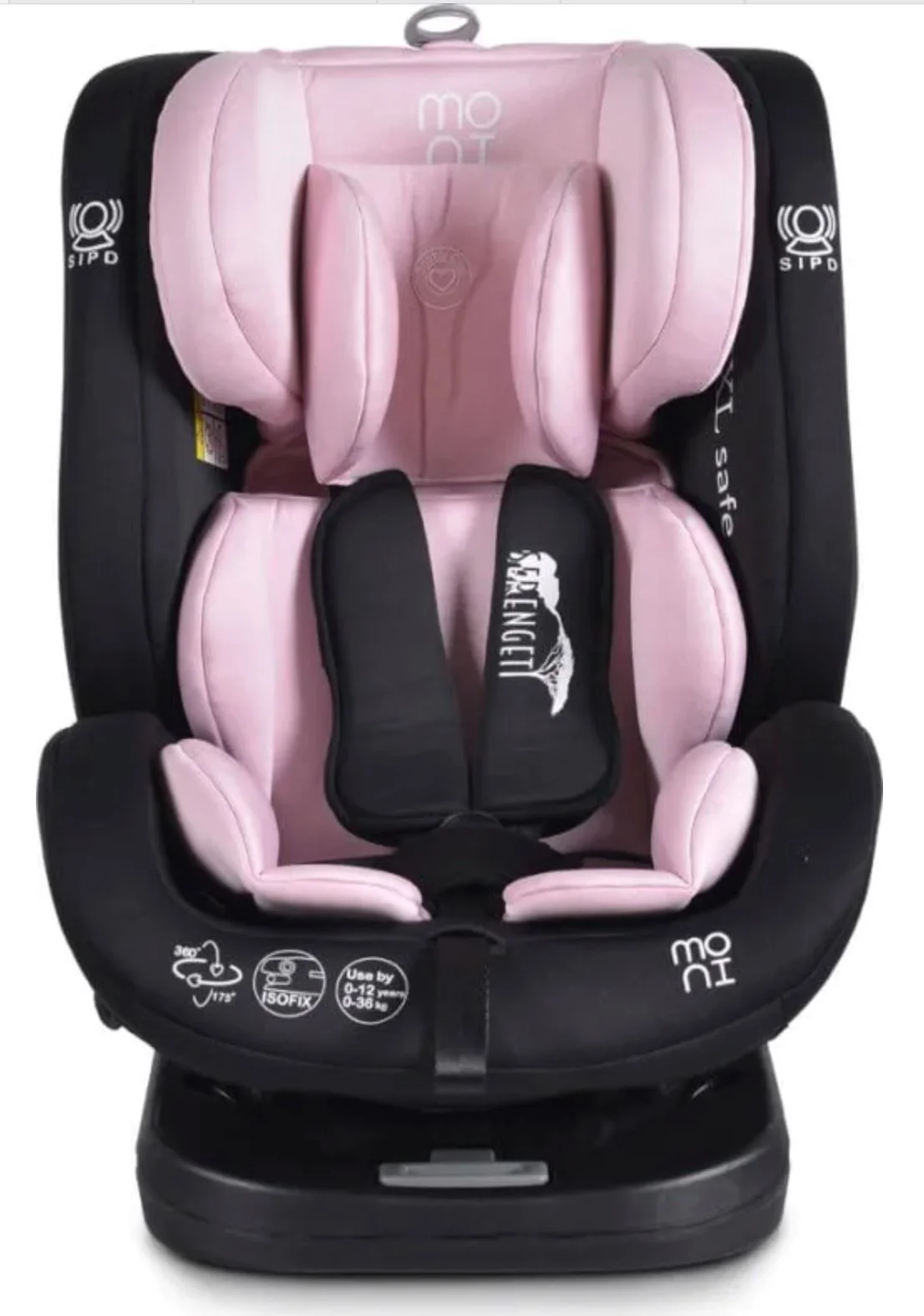 Scaun auto Isofix 360 Moni Serengeti, 0-36 kg, Roz foto