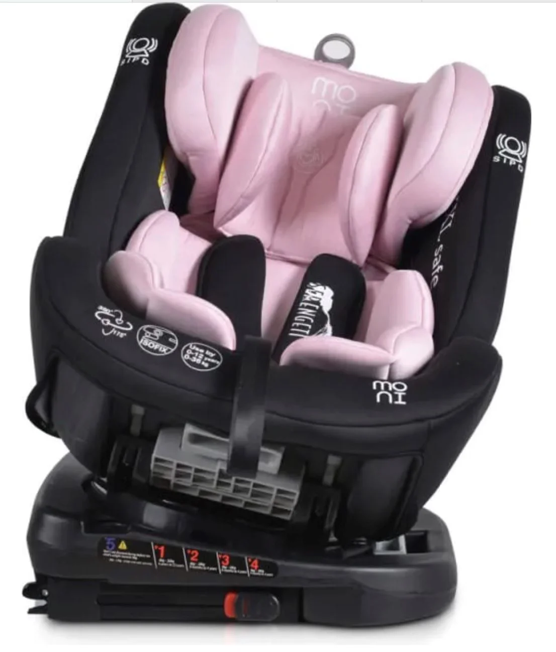 Scaun auto Isofix 360 Moni Serengeti, 0-36 kg, Roz foto