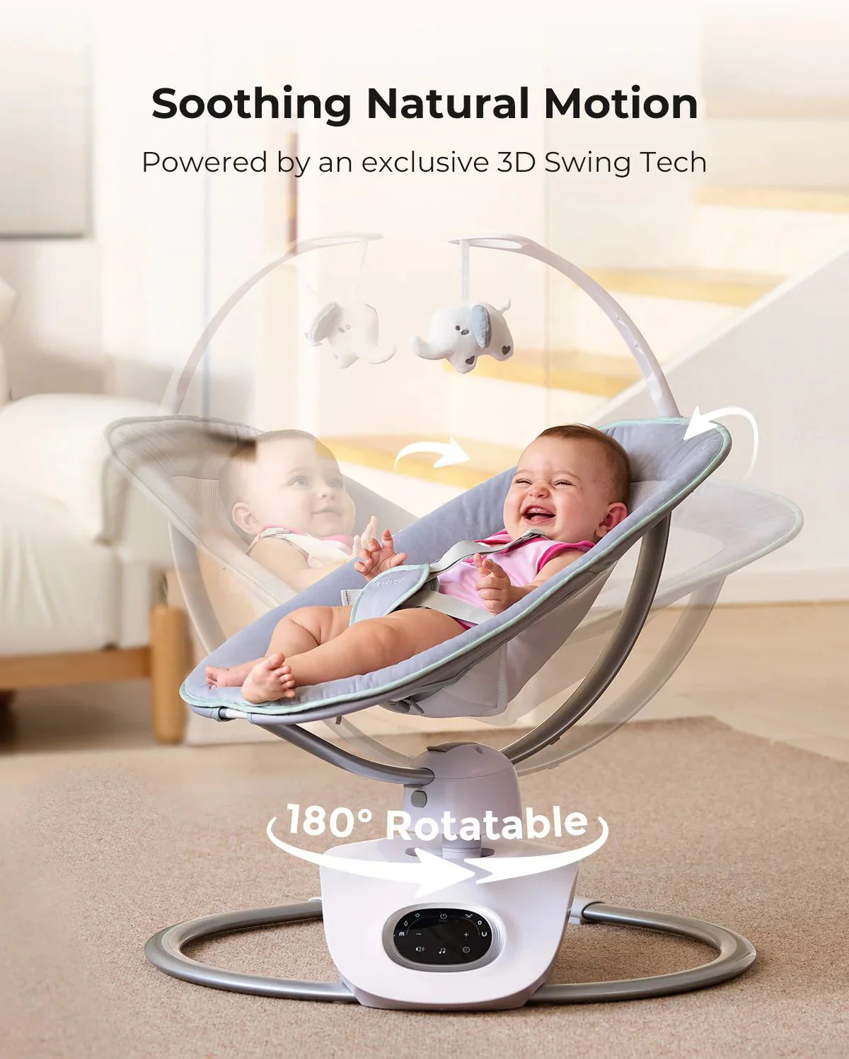Balansoar electric Momcozy CocoSway cu leganare 3D foto