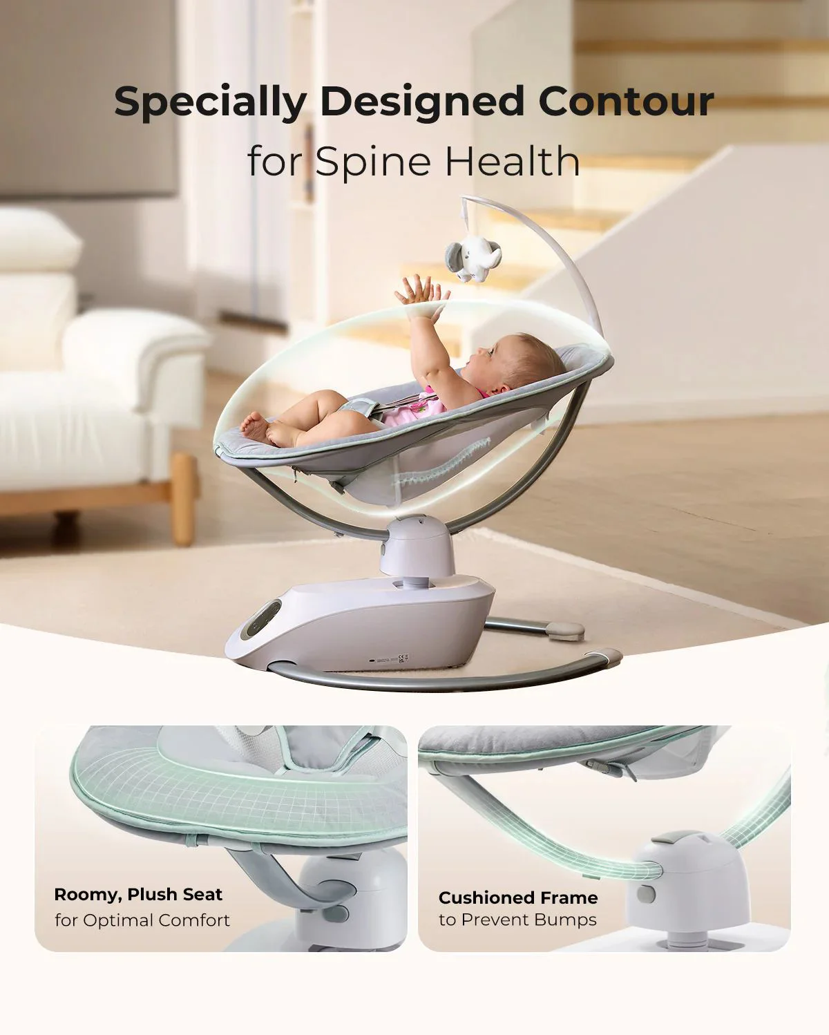 Balansoar electric Momcozy CocoSway cu leganare 3D foto