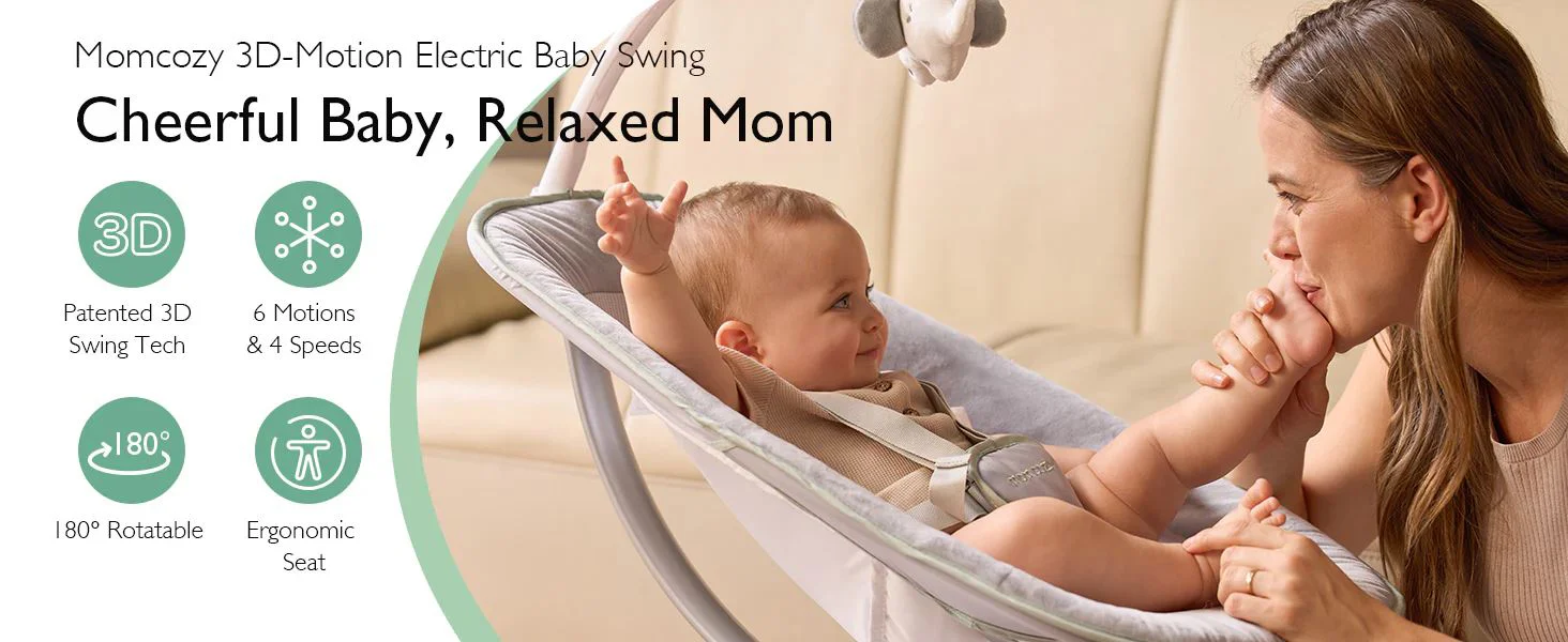 Balansoar electric Momcozy CocoSway cu leganare 3D foto