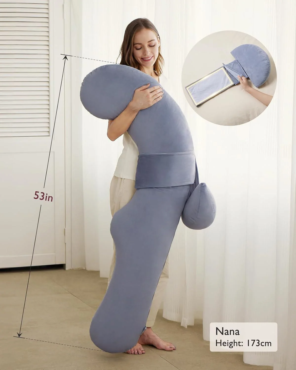 Perna pentru gravide Momcozy in forma F Velvet Grey foto