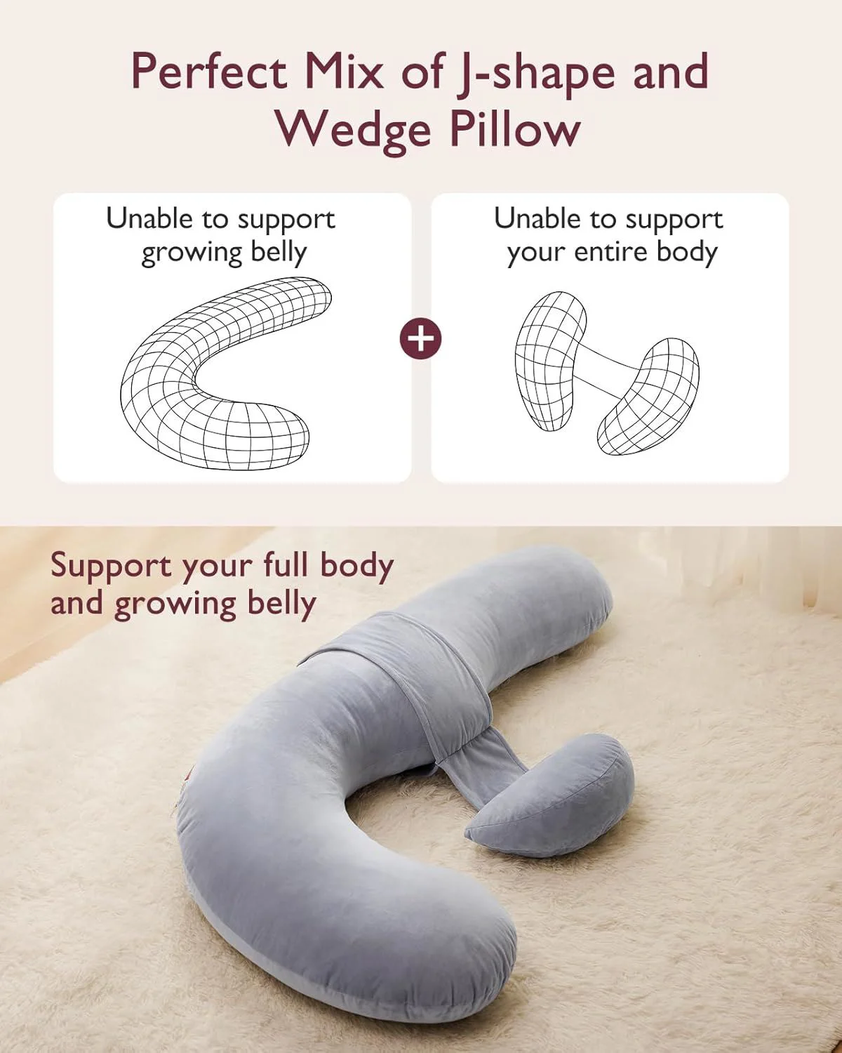 Perna pentru gravide Momcozy in forma F Velvet Grey foto