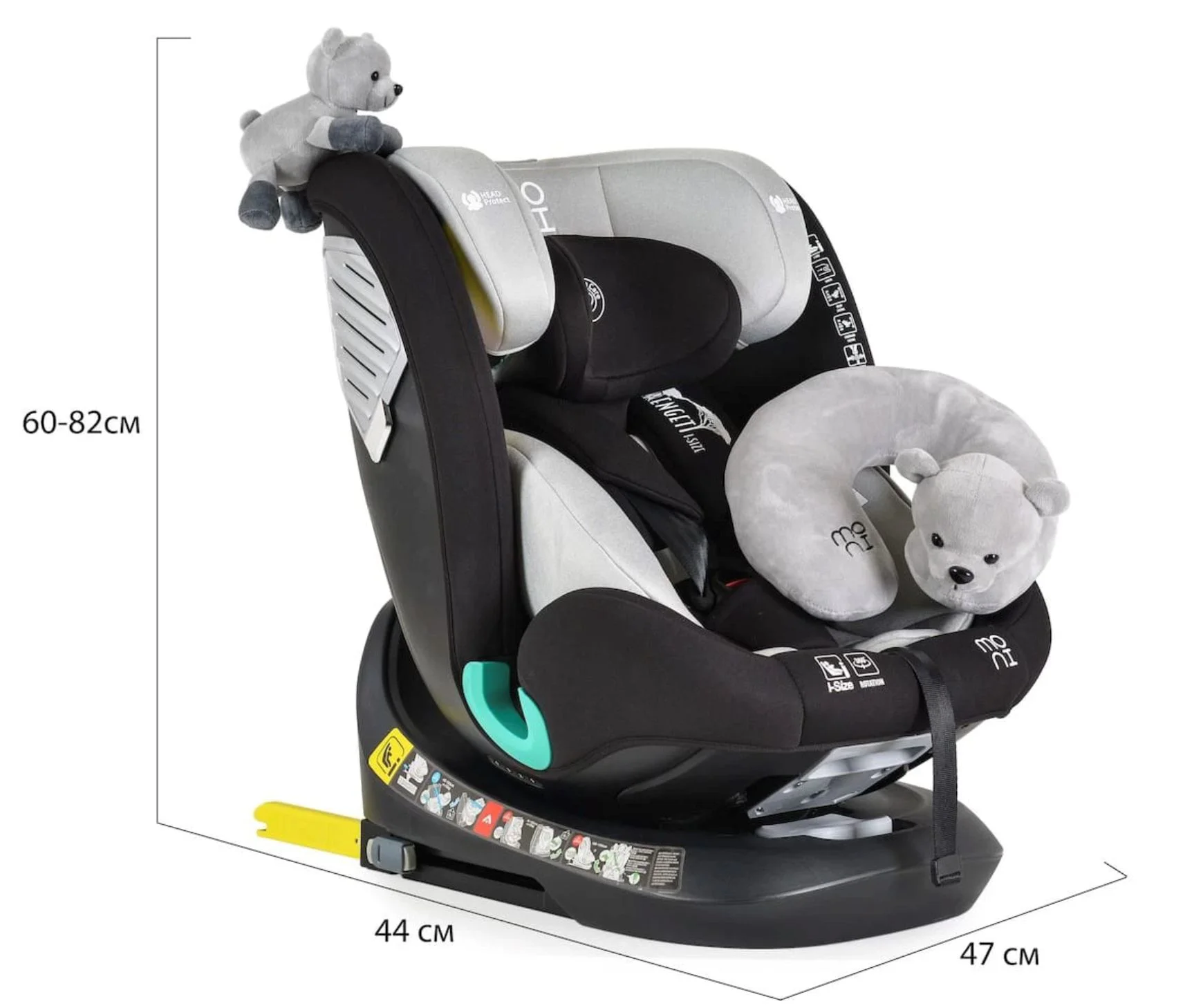 Автокресло Moni Isofix Serengeti Серый, 0-36 кг foto