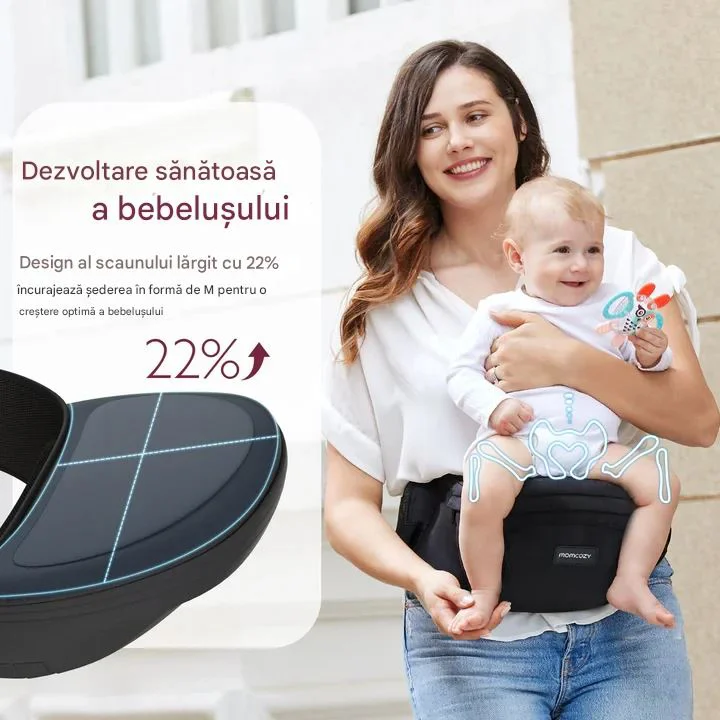 Suport ergonomic pe sold Momcozy Carrier Black, Medium foto