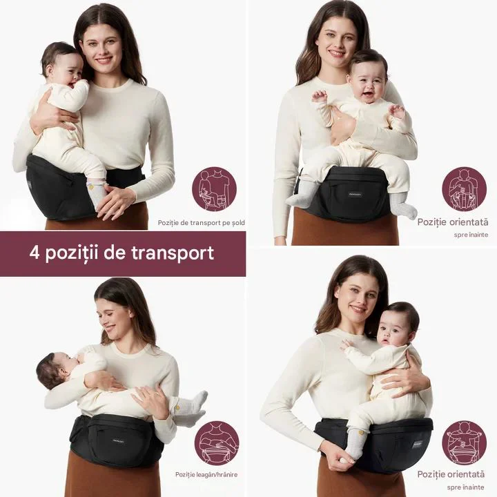 Suport ergonomic pe sold Momcozy Carrier Black, Medium foto