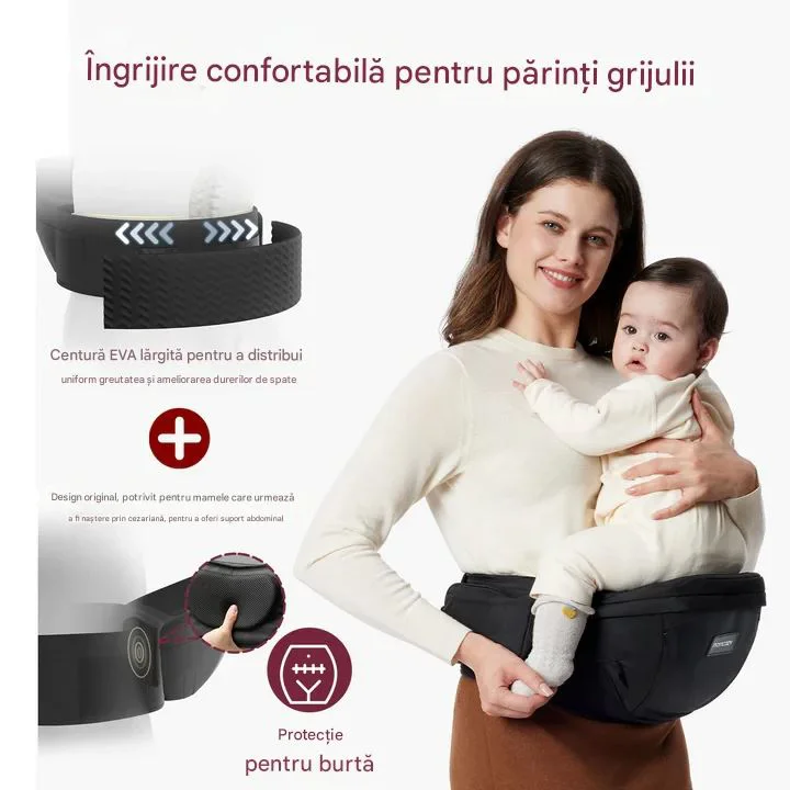 Suport ergonomic pe sold Momcozy Carrier Black, Medium foto