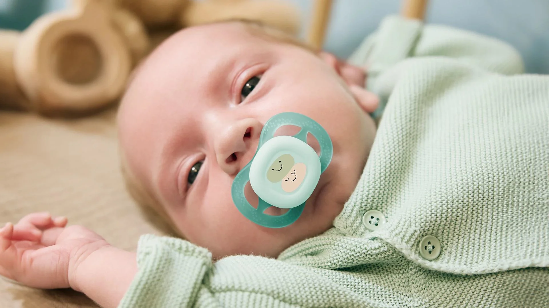 Suzete din silicon Philips Avent Ultra Start Verde-Albastru (0-2 luni), 2 buc. foto