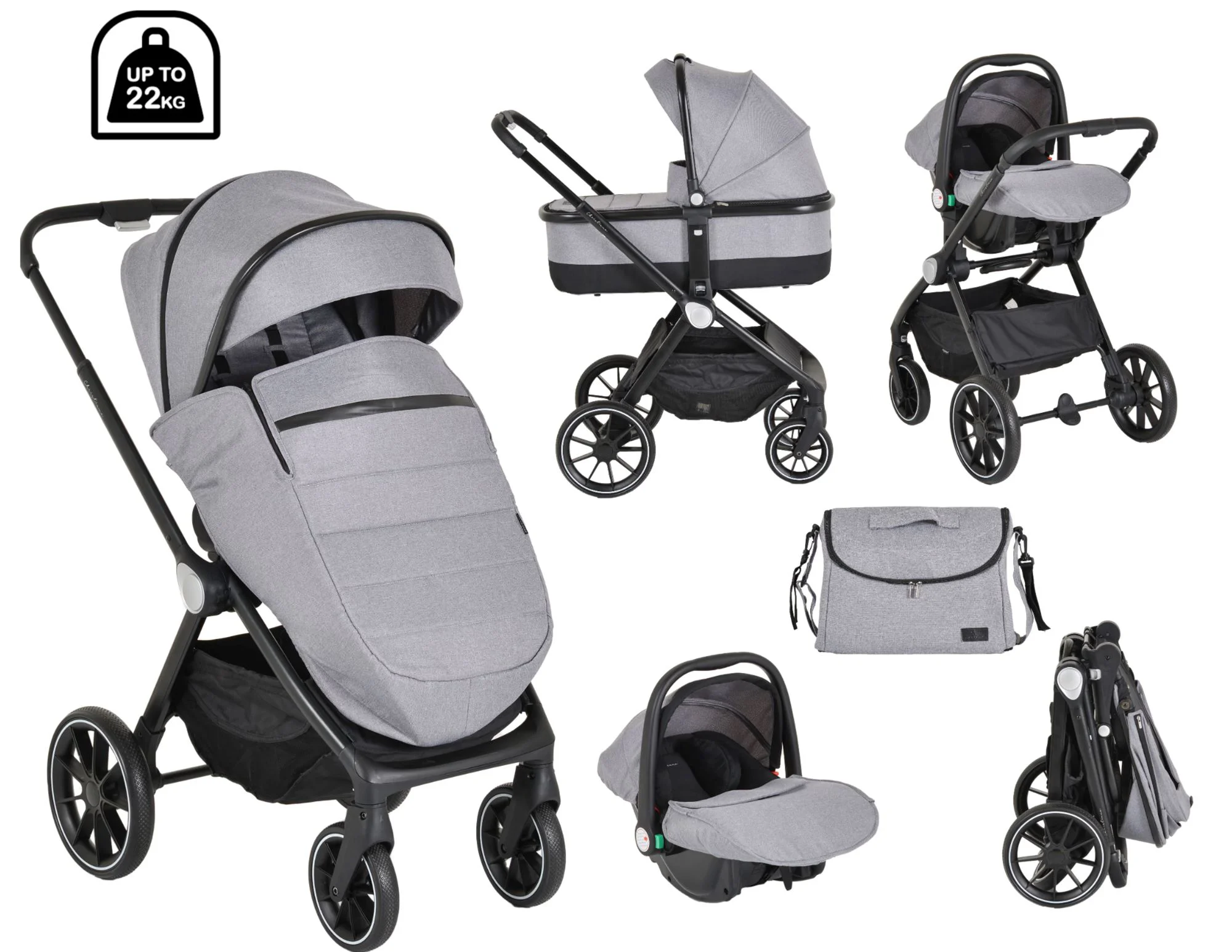 Carucior 3 in 1 Moni Christiano Gri foto
