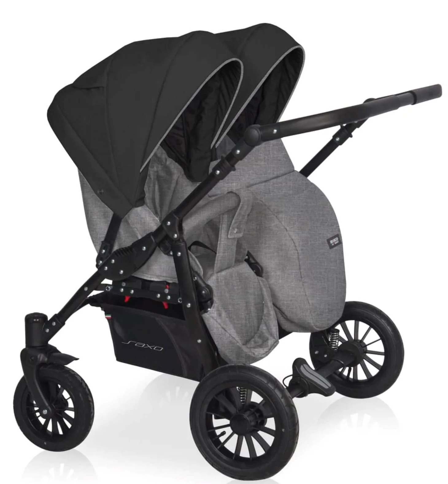 Carucior pentru gemeni 2 in 1 Riko Basic Saxo 04 Onyx foto