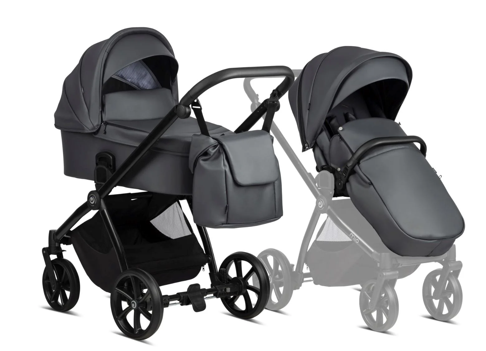 Carucior 2 in 1 Tutis Mio Plus Leather Gri foto