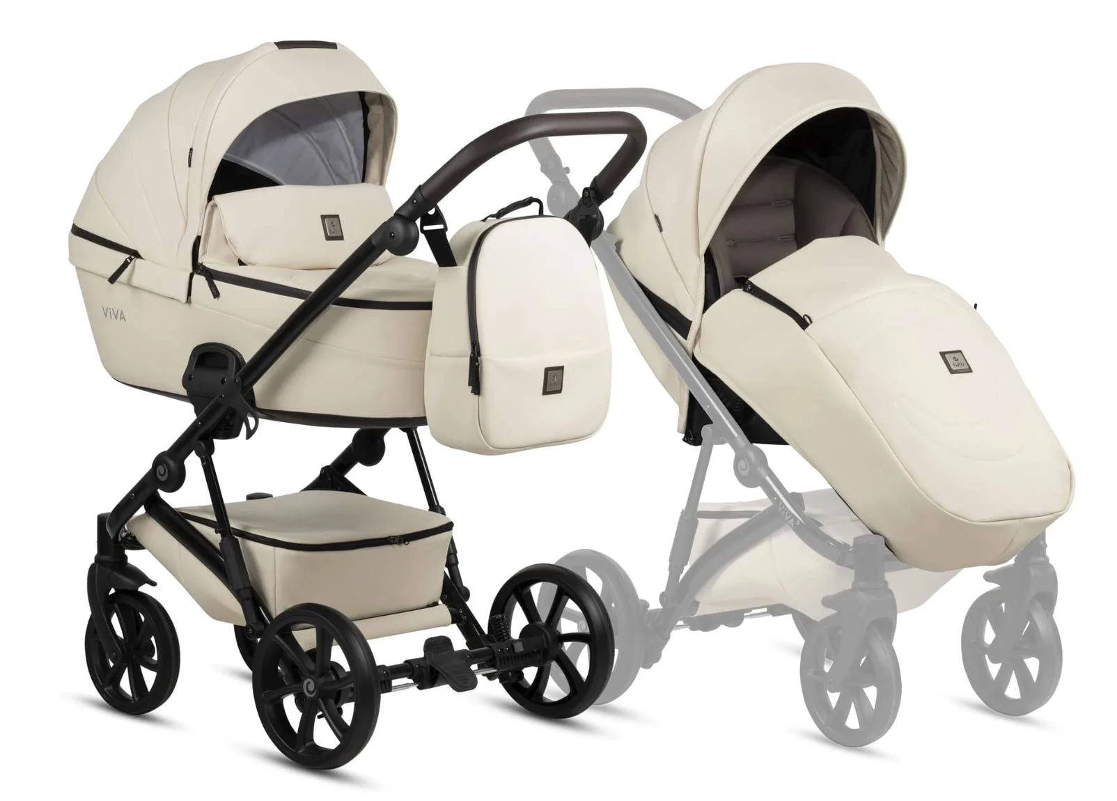 Carucior 2 in 1 Tutis Viva5 Leather Vanilla foto