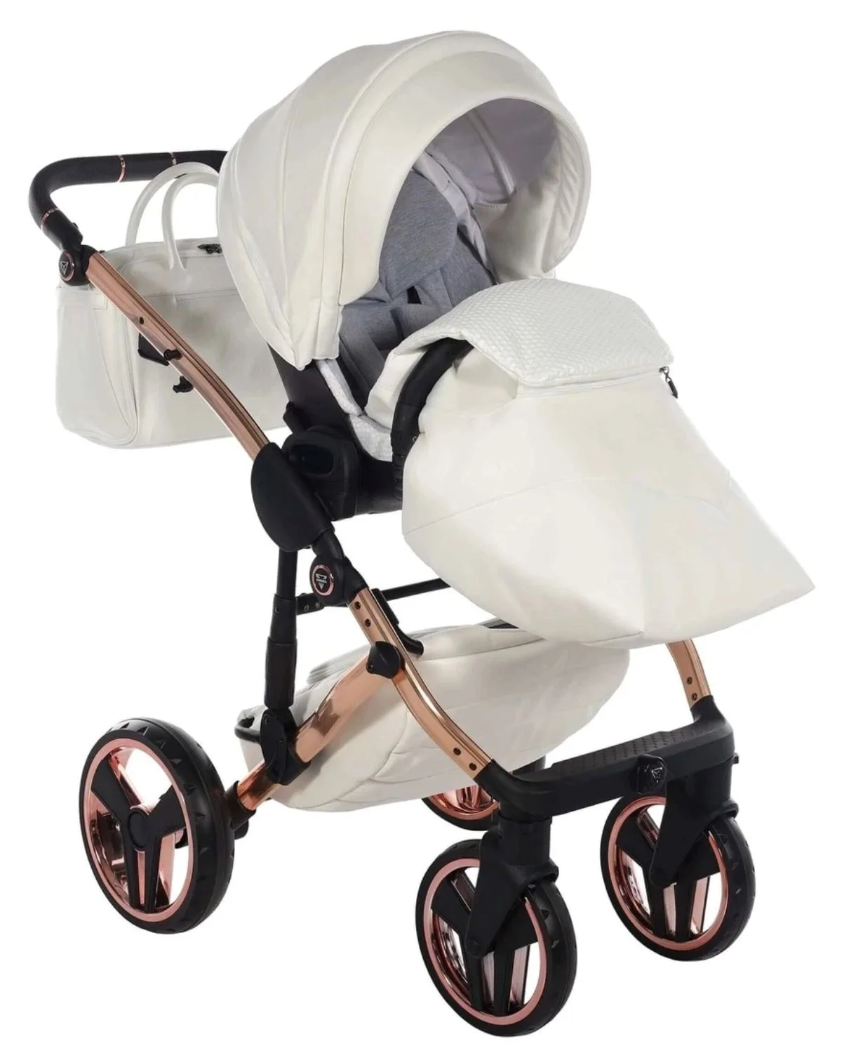 Carucior 2 in 1 Junama Fluo Line v3 indyvidual Alb-roz foto