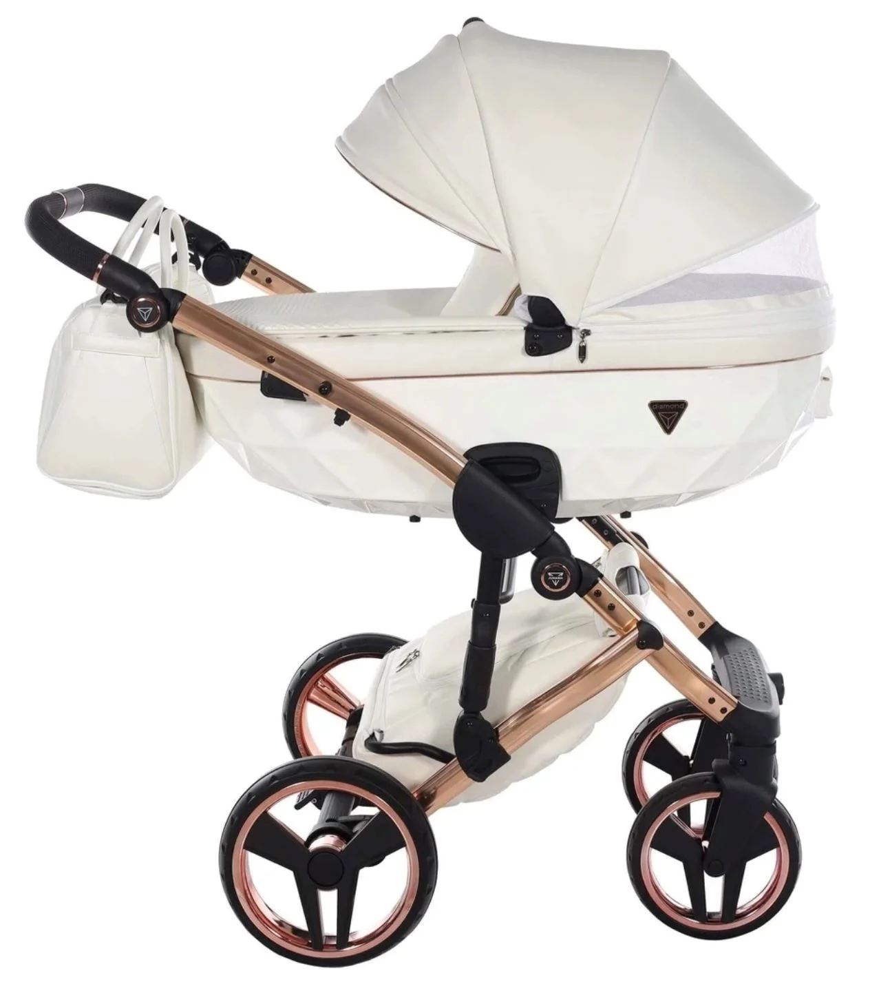 Carucior 2 in 1 Junama Fluo Line v3 indyvidual Alb-roz foto