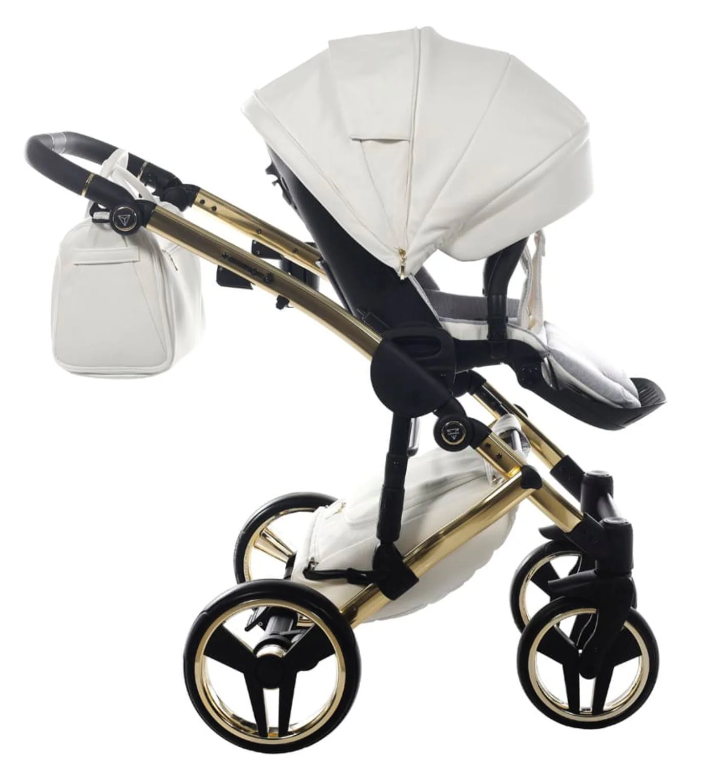 Carucior 2 in 1 Junama Fluo Line v3 indyvidual Alb-auriu foto