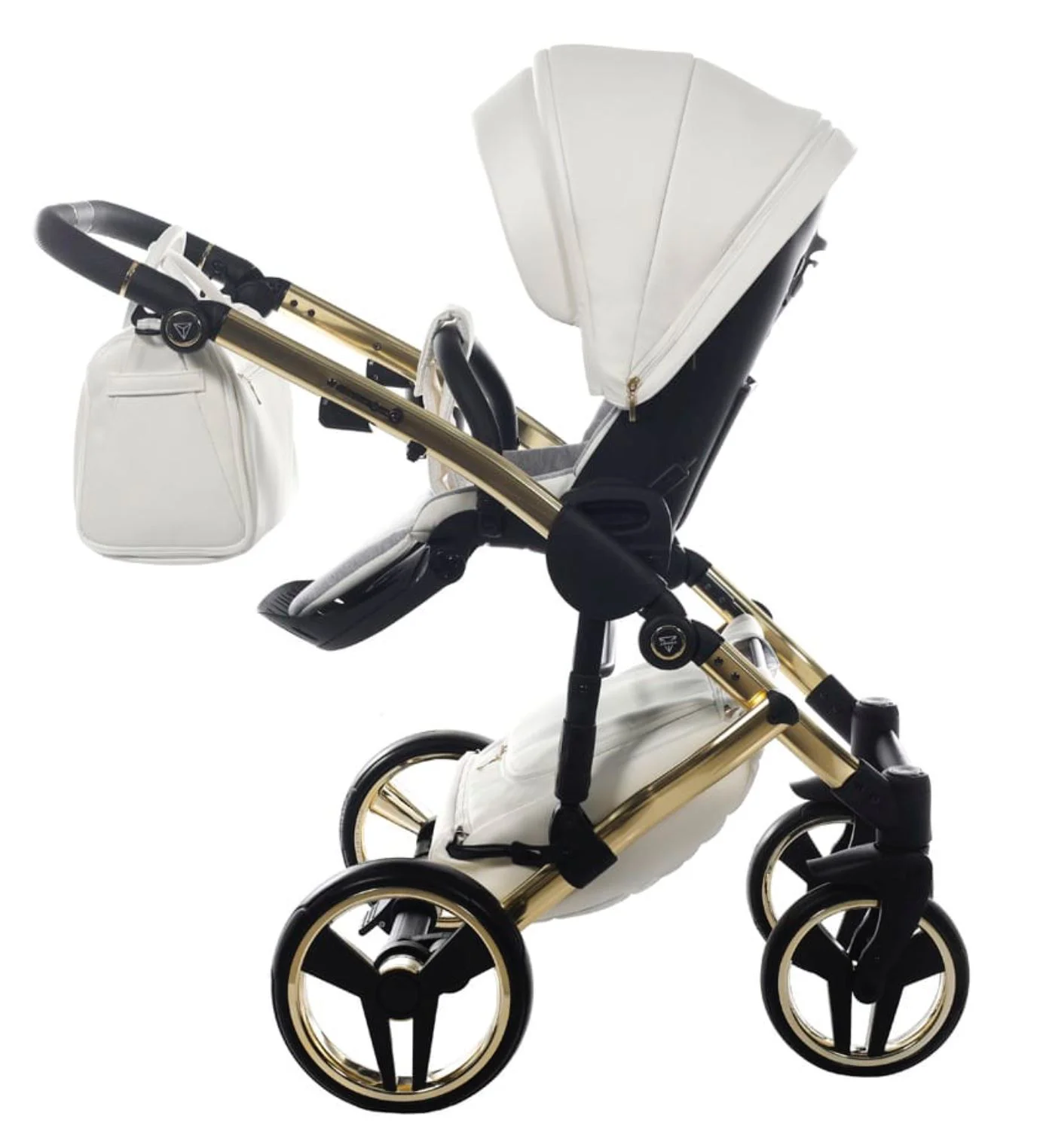 Carucior 2 in 1 Junama Fluo Line v3 indyvidual Alb-auriu foto