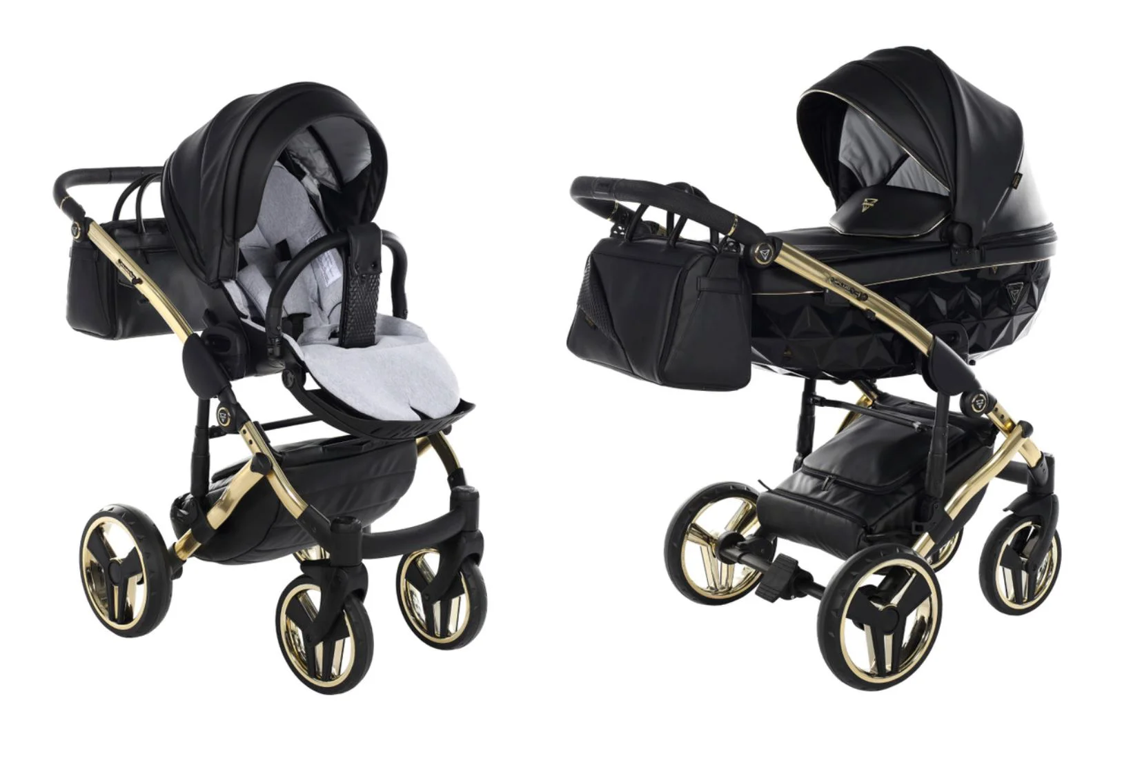 Carucior 2 in 1 Junama Fluo Line v3 Negru foto