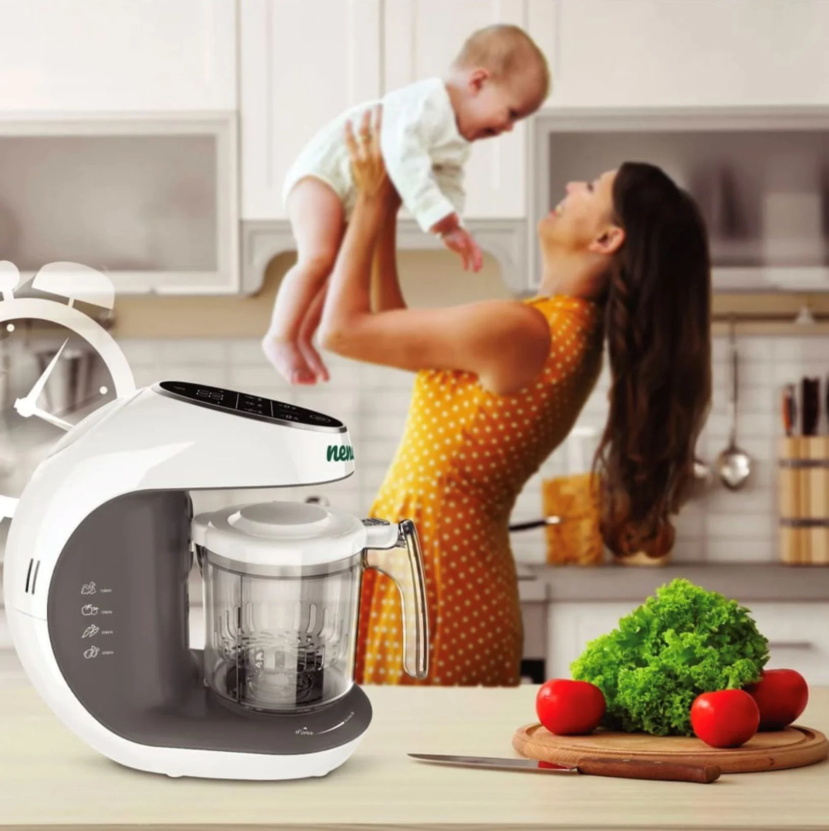 Aparat de gatit cu aburi Neno Cibo cu blender Alb foto