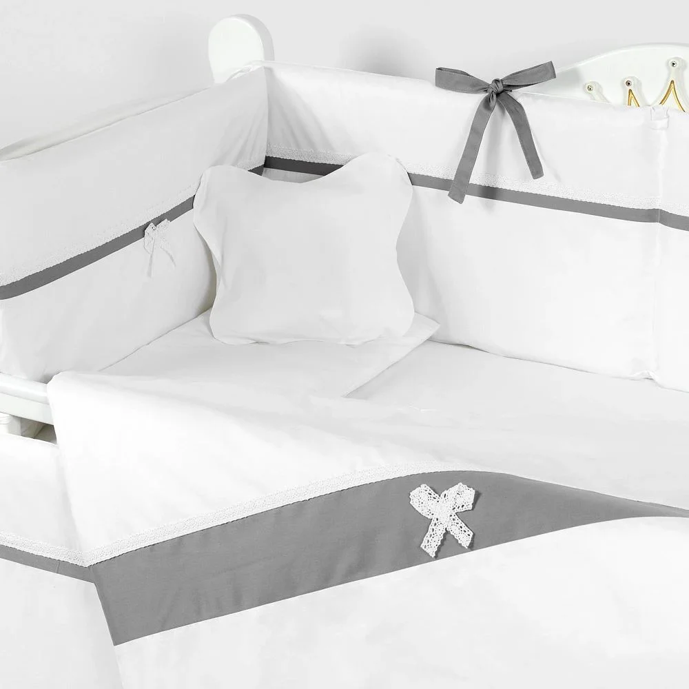 Комплект постельного белья для детской кроватки PernaMea Elegance Серый (8 предметов), 120x60 см foto