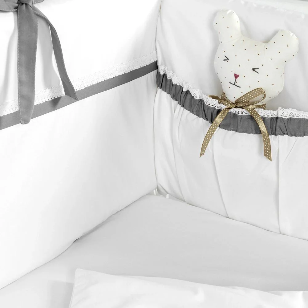 Комплект постельного белья для детской кроватки PernaMea Elegance Серый (8 предметов), 120x60 см foto