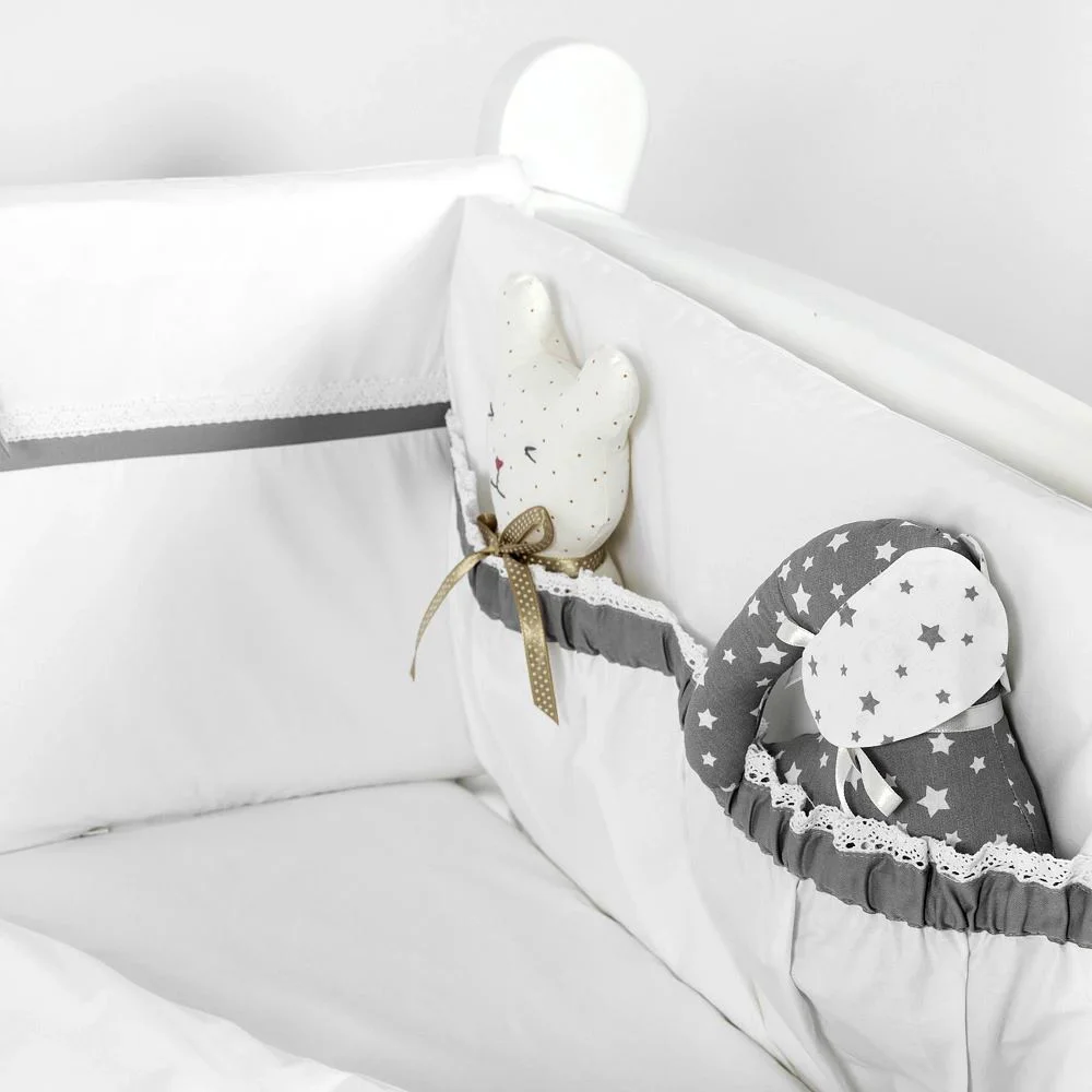 Комплект постельного белья для детской кроватки PernaMea Elegance Серый (8 предметов), 120x60 см foto