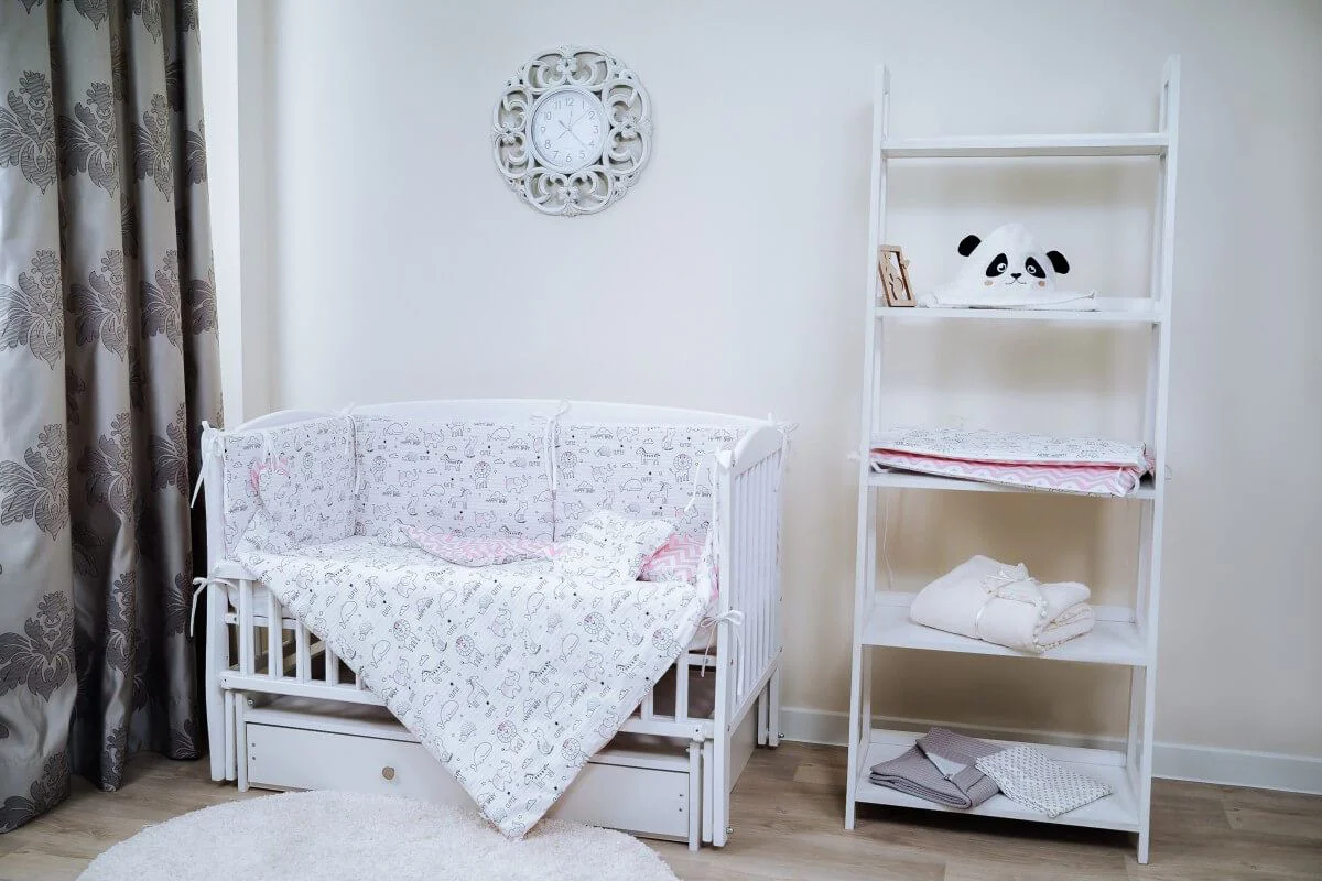 Комплект постельного белья для кроватки PernaMea HappyBaby Розовый, 8 предметов, 120x60 см foto