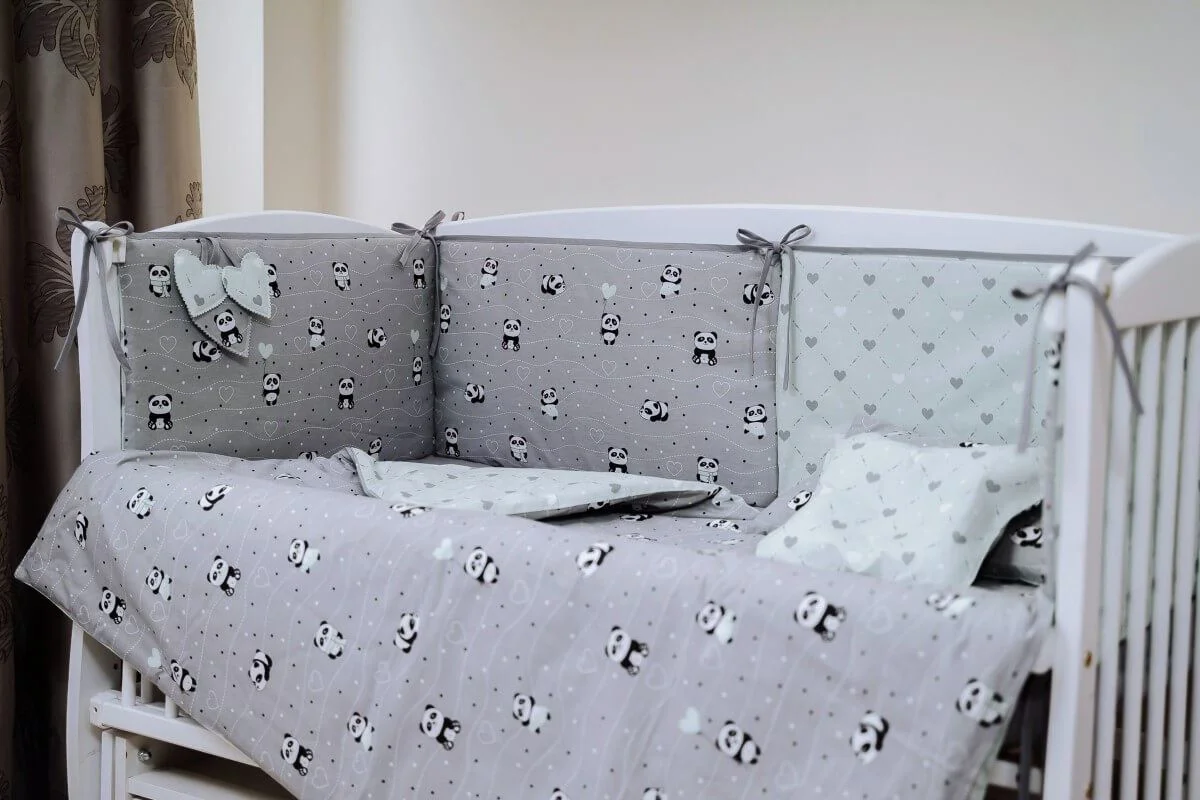 Постельное бельё для кроватки PernaMea Baby Panda Бирюзовое, 8 предметов, 120x60 см foto