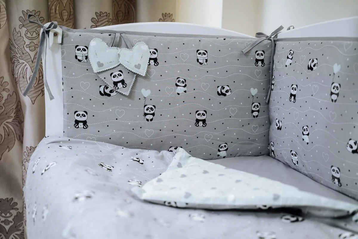 Постельное бельё для кроватки PernaMea Baby Panda Бирюзовое, 8 предметов, 120x60 см foto